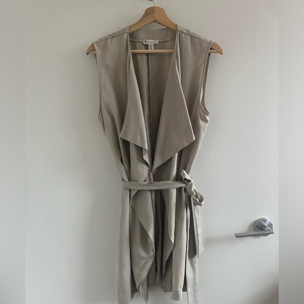 Eliane Rose 100% Tancel Draped Collar Vest Front Belted Top Size L